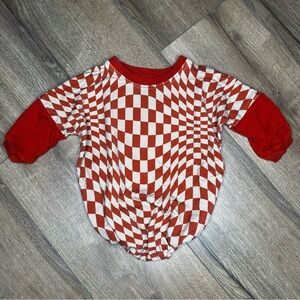 Brixton Phoenix Rust and Tan Wavy Checkered Bubble Romper 12-18 Months